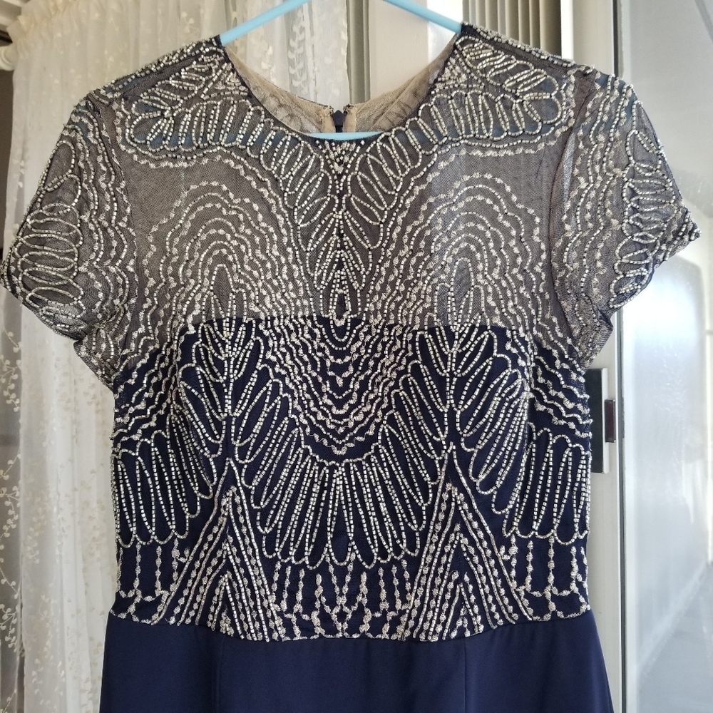 David Meister Metallic Top Cocktail Dress